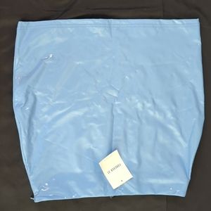 Light blue faux leather skirt